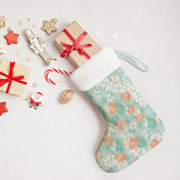 Anthurium Plumeria Lei Pastel Christmas Stocking Teal Hawaiian Splendid Palaka LT01 - Polynesian Pride