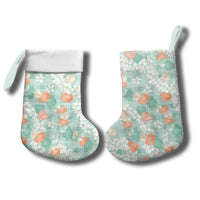 Anthurium Plumeria Lei Pastel Christmas Stocking Teal Hawaiian Splendid Palaka LT01 - Polynesian Pride