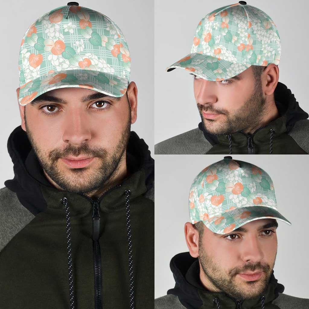 Anthurium Plumeria Lei Pastel Classic Cap Teal Hawaiian Splendid Palaka LT01 - Polynesian Pride