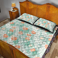 Anthurium Plumeria Lei Pastel Quilt Bed Set Teal Hawaiian Splendid Palaka LT01 - Polynesian Pride