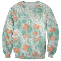 Anthurium Plumeria Lei Pastel Sweatshirt Teal Hawaiian Splendid Palaka LT01 Unisex Teal - Polynesian Pride