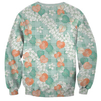 Anthurium Plumeria Lei Pastel Sweatshirt Teal Hawaiian Splendid Palaka LT01 - Polynesian Pride