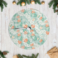 Anthurium Plumeria Lei Pastel Tree Skirt Teal Hawaiian Splendid Palaka LT01 Casual Teal - Polynesian Pride