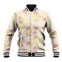 Anthurium Plumeria Lei Pastel Baseball Jacket Yellow Hawaiian Splendid Palaka LT01 Unisex Yellow - Polynesian Pride