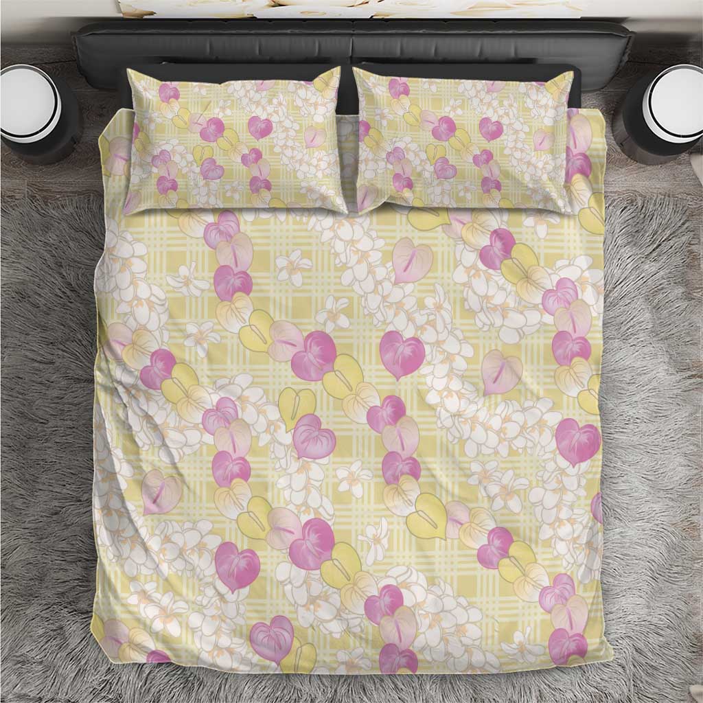 Anthurium Plumeria Lei Pastel Bedding Set Yellow Hawaiian Splendid Palaka LT01 Yellow - Polynesian Pride