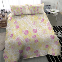Anthurium Plumeria Lei Pastel Bedding Set Yellow Hawaiian Splendid Palaka LT01 - Polynesian Pride