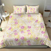 Anthurium Plumeria Lei Pastel Bedding Set Yellow Hawaiian Splendid Palaka LT01 - Polynesian Pride