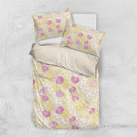 Anthurium Plumeria Lei Pastel Bedding Set Yellow Hawaiian Splendid Palaka LT01 US Twin 172cm x 218cm Yellow - Polynesian Pride