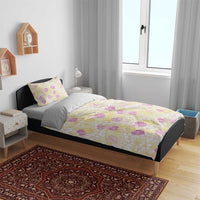 Anthurium Plumeria Lei Pastel Bedding Set Yellow Hawaiian Splendid Palaka LT01 - Polynesian Pride