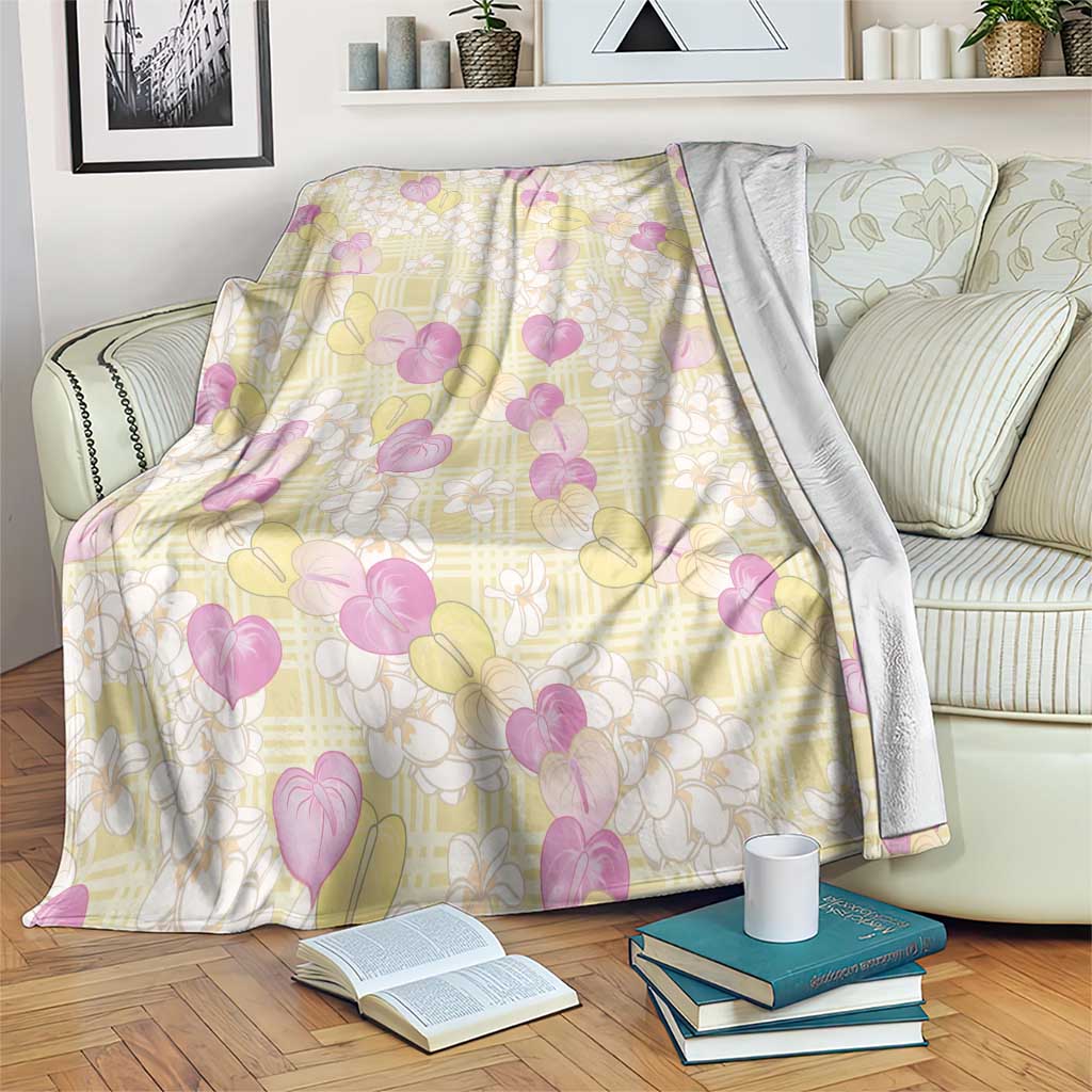 Anthurium Plumeria Lei Pastel Blanket Yellow Hawaiian Splendid Palaka LT01 Yellow - Polynesian Pride