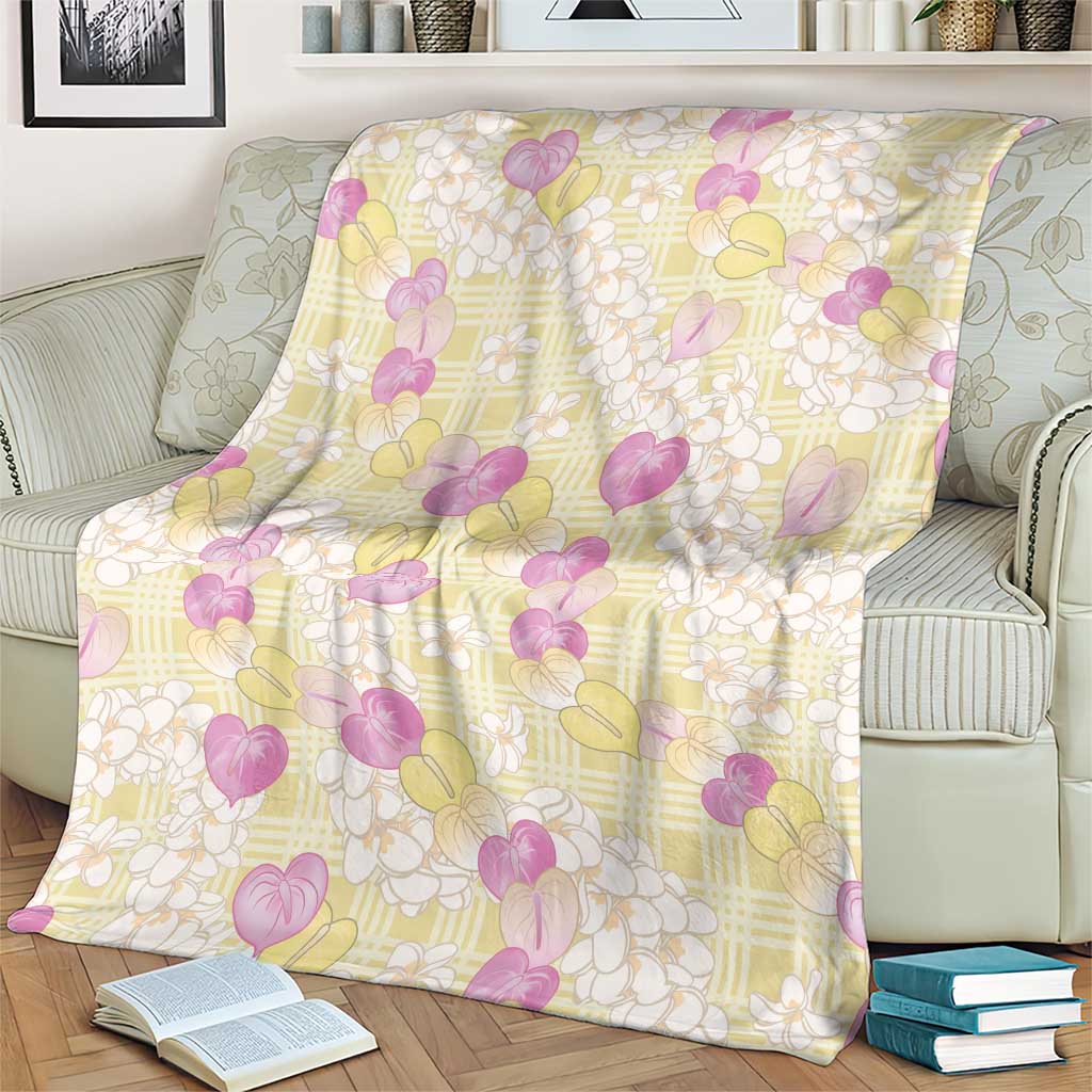 Anthurium Plumeria Lei Pastel Blanket Yellow Hawaiian Splendid Palaka LT01 - Polynesian Pride