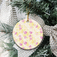 Anthurium Plumeria Lei Pastel Ceramic Ornament Yellow Hawaiian Splendid Palaka LT01 - Polynesian Pride