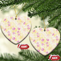 Anthurium Plumeria Lei Pastel Ceramic Ornament Yellow Hawaiian Splendid Palaka LT01 Heart Yellow - Polynesian Pride