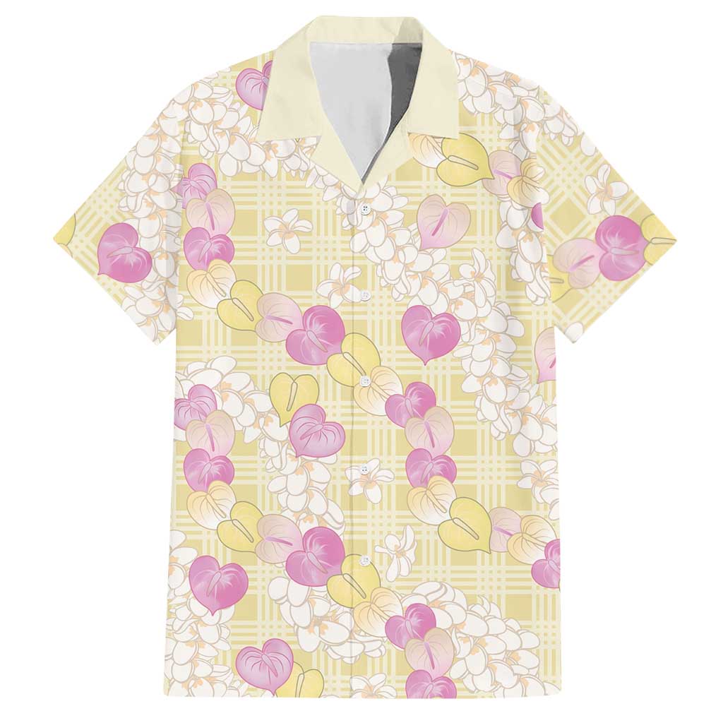 Anthurium Plumeria Lei Pastel Hawaiian Shirt Yellow Hawaiian Splendid Palaka LT01 Yellow - Polynesian Pride