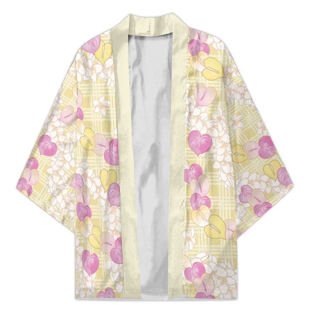 Anthurium Plumeria Lei Pastel Kimono Yellow Hawaiian Splendid Palaka LT01 Unisex Yellow - Polynesian Pride