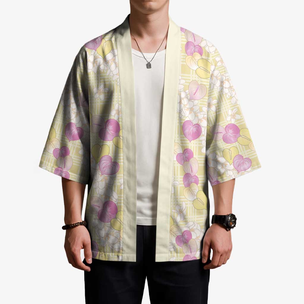 Anthurium Plumeria Lei Pastel Kimono Yellow Hawaiian Splendid Palaka LT01 - Polynesian Pride