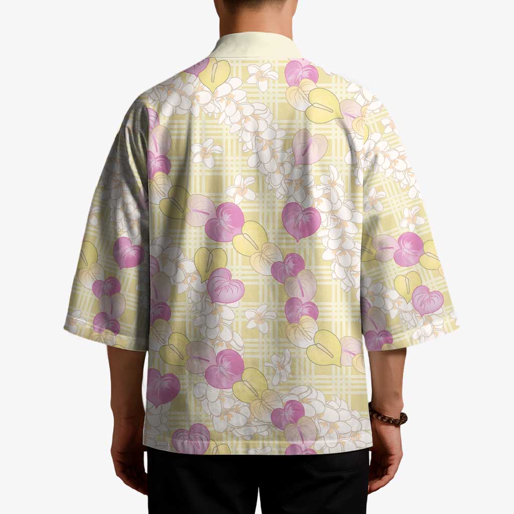 Anthurium Plumeria Lei Pastel Kimono Yellow Hawaiian Splendid Palaka LT01 - Polynesian Pride