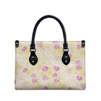 Anthurium Plumeria Lei Pastel Leather Bag Yellow Hawaiian Splendid Palaka LT01 - Polynesian Pride