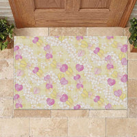 Anthurium Plumeria Lei Pastel Rubber Doormat Yellow Hawaiian Splendid Palaka LT01 Yellow - Polynesian Pride