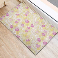 Anthurium Plumeria Lei Pastel Rubber Doormat Yellow Hawaiian Splendid Palaka LT01 - Polynesian Pride