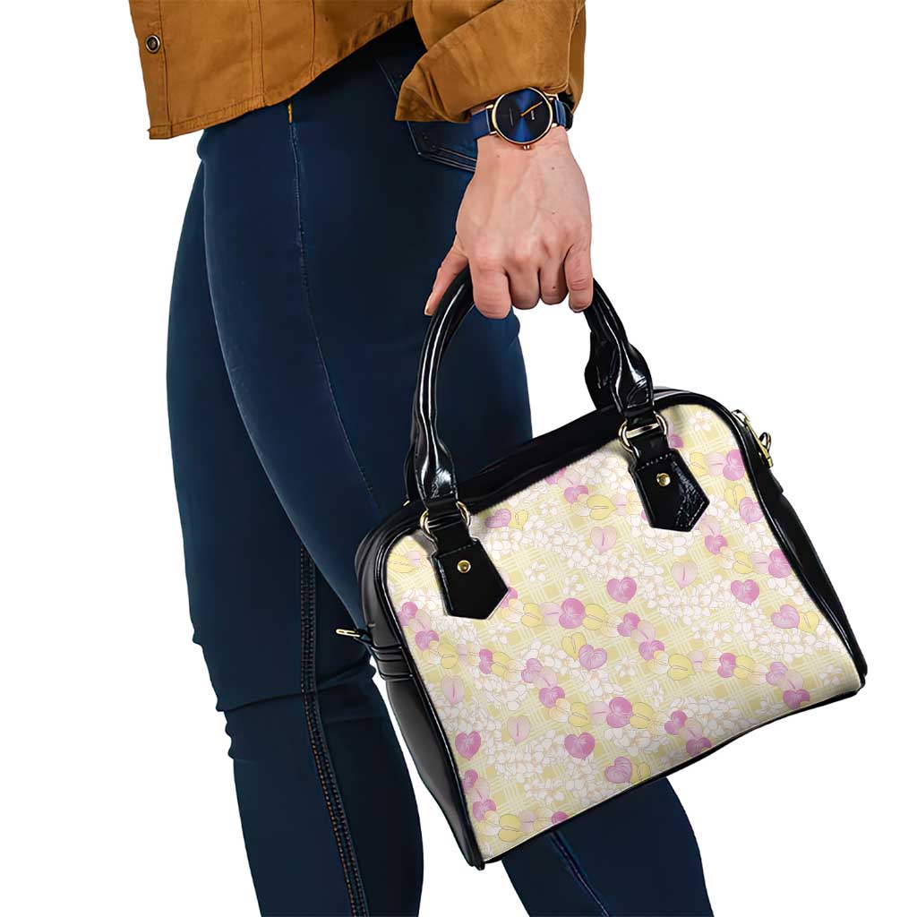 Anthurium Plumeria Lei Pastel Shoulder Handbag Yellow Hawaiian Splendid Palaka LT01 - Polynesian Pride