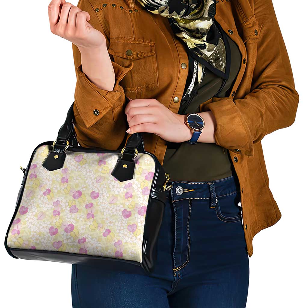 Anthurium Plumeria Lei Pastel Shoulder Handbag Yellow Hawaiian Splendid Palaka LT01 - Polynesian Pride