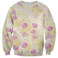 Anthurium Plumeria Lei Pastel Sweatshirt Yellow Hawaiian Splendid Palaka LT01 Unisex Yellow - Polynesian Pride