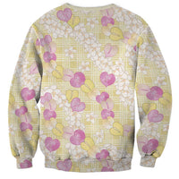 Anthurium Plumeria Lei Pastel Sweatshirt Yellow Hawaiian Splendid Palaka LT01 - Polynesian Pride