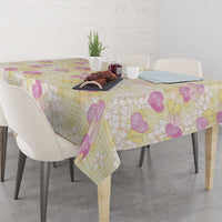 Anthurium Plumeria Lei Pastel Tablecloth Yellow Hawaiian Splendid Palaka LT01 - Polynesian Pride