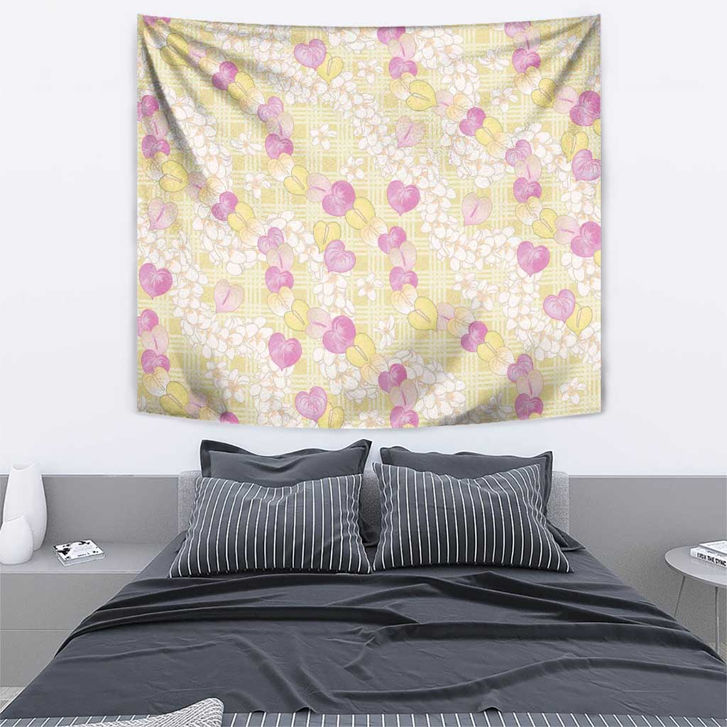 Anthurium Plumeria Lei Pastel Tapestry Yellow Hawaiian Splendid Palaka LT01 - Polynesian Pride