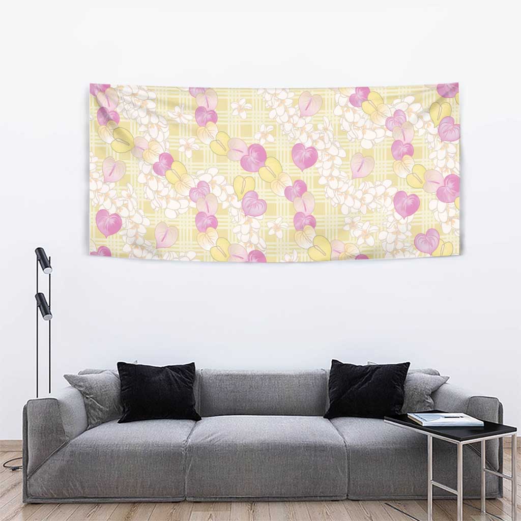 Anthurium Plumeria Lei Pastel Tapestry Yellow Hawaiian Splendid Palaka LT01 - Polynesian Pride