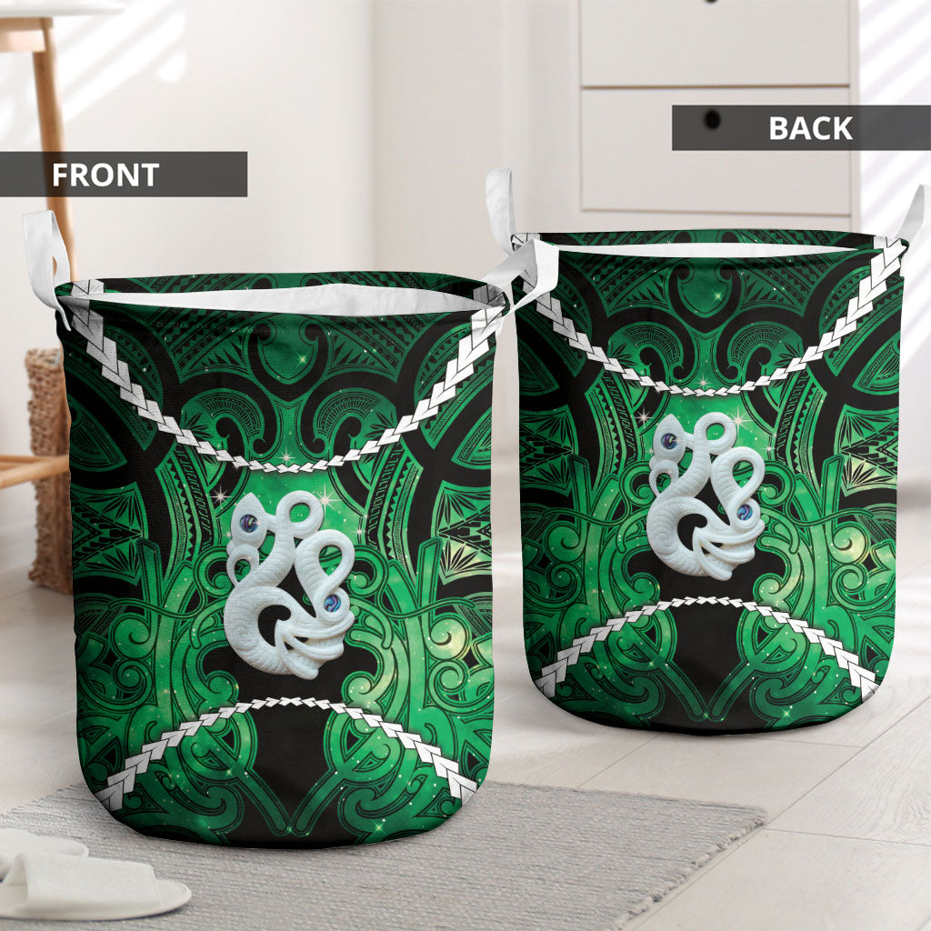 Maori Matariki Manaia Kakariki Laundry Basket Maori Kowhaiwhai Pattern Galaxy LT01 - Polynesian Pride