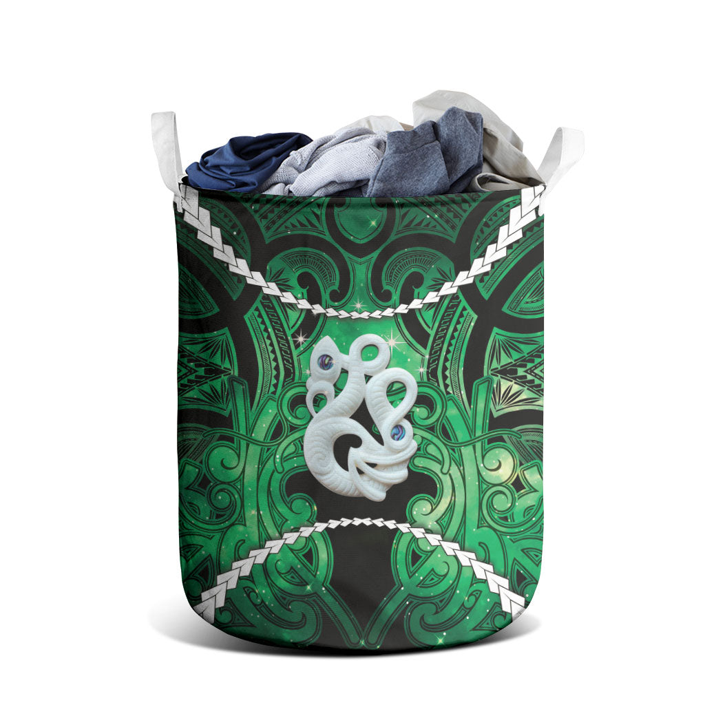 Maori Matariki Manaia Kakariki Laundry Basket Maori Kowhaiwhai Pattern Galaxy LT01 - Polynesian Pride
