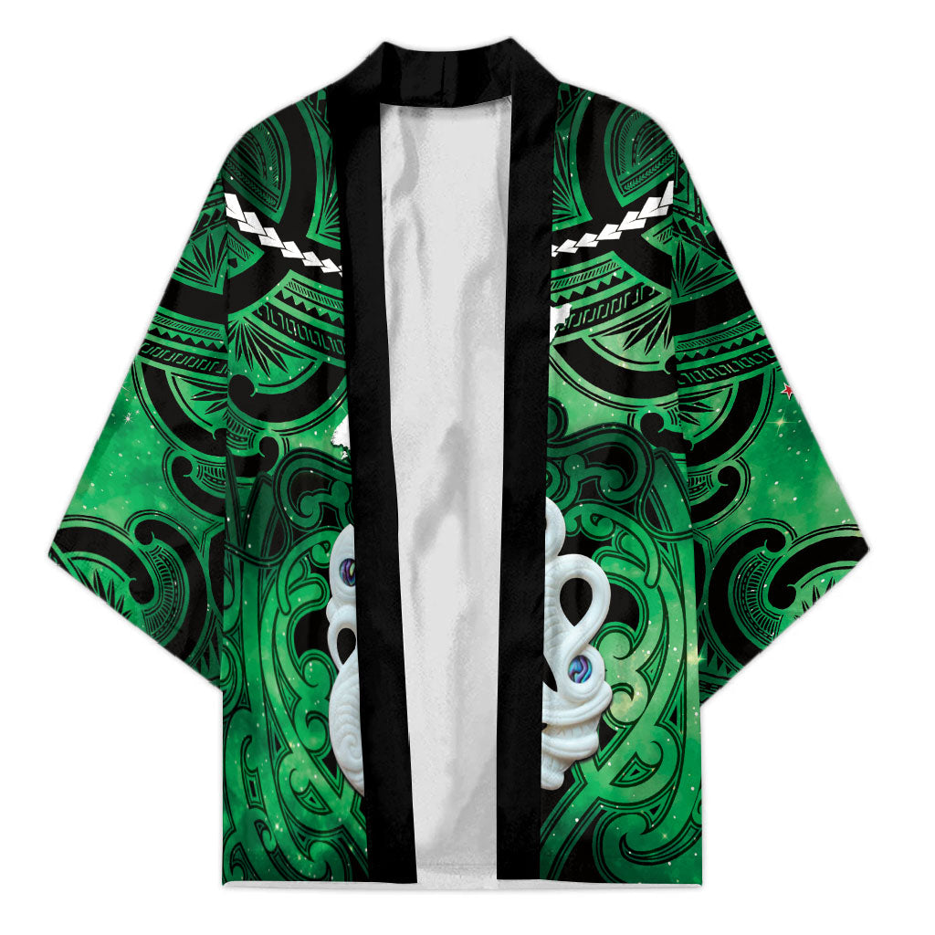 Personalised Maori Matariki Manaia Kakariki Kimono Maori Kowhaiwhai Pattern Galaxy LT01 Unisex Green - Polynesian Pride