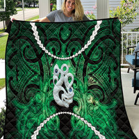 Maori Matariki Manaia Kakariki Quilt Maori Kowhaiwhai Pattern Galaxy LT01 Green - Polynesian Pride