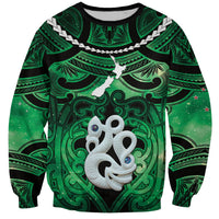 Personalised Maori Matariki Manaia Kakariki Sweatshirt Maori Kowhaiwhai Pattern Galaxy LT01 Unisex Green - Polynesian Pride