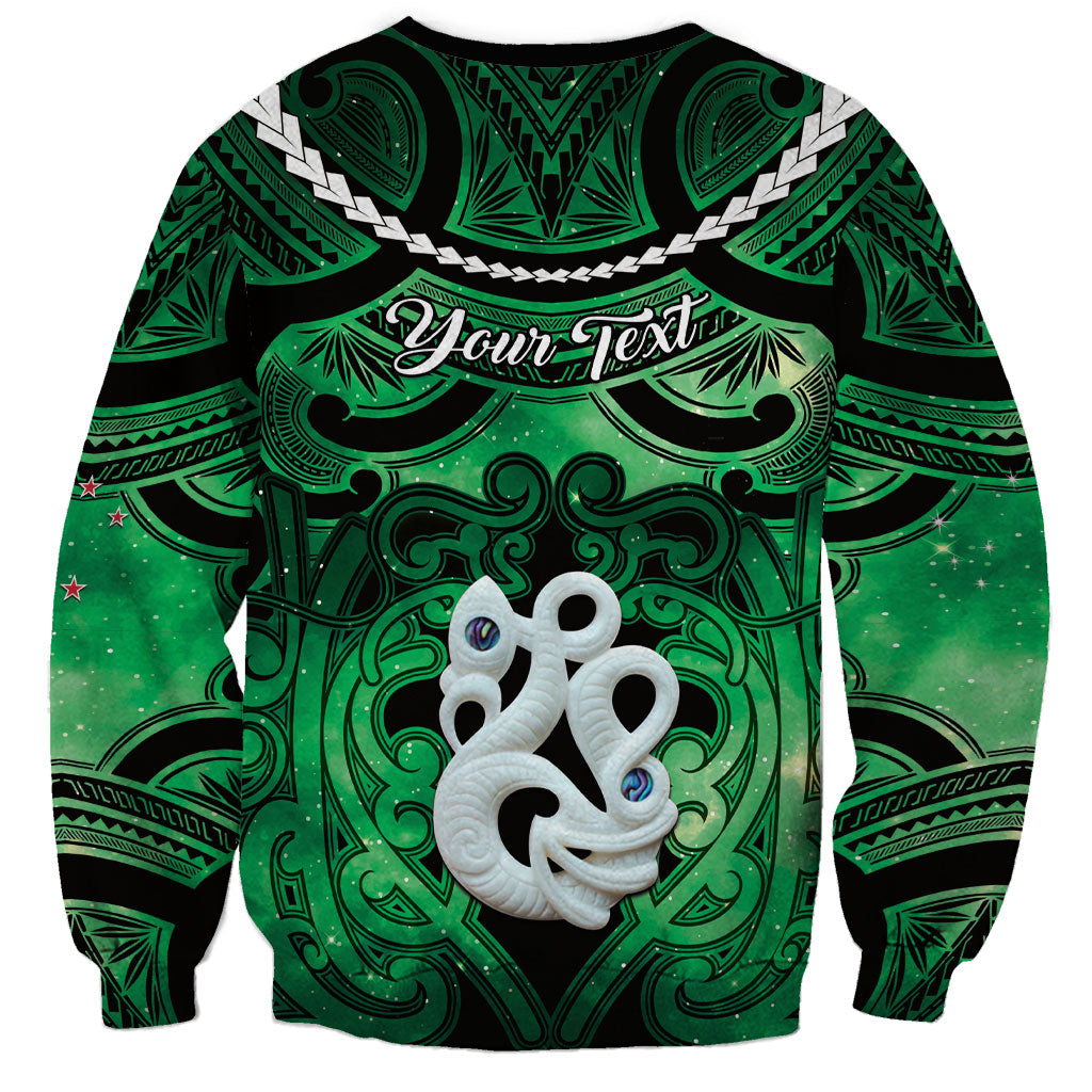 Personalised Maori Matariki Manaia Kakariki Sweatshirt Maori Kowhaiwhai Pattern Galaxy LT01 - Polynesian Pride