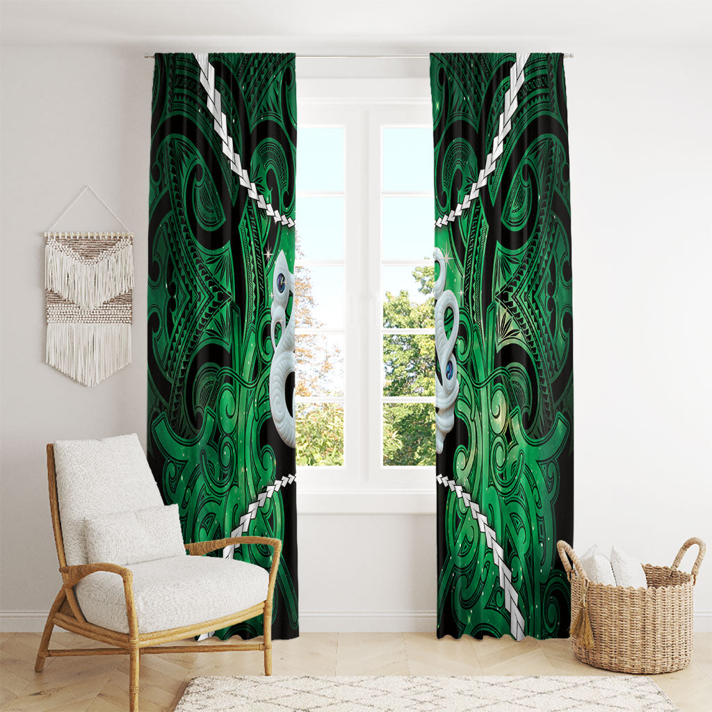 Maori Matariki Manaia Kakariki Window Curtain Maori Kowhaiwhai Pattern Galaxy LT01 - Polynesian Pride