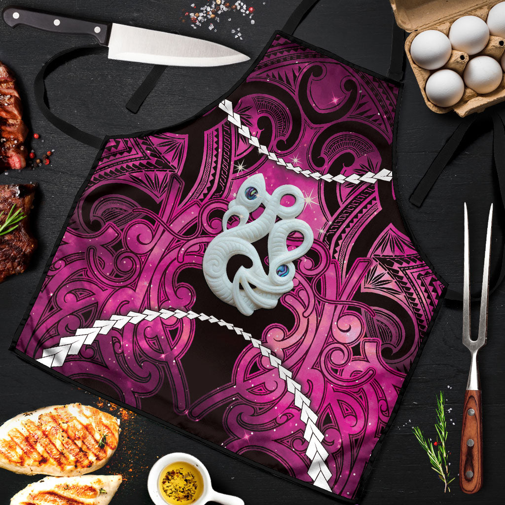 Maori Matariki Manaia Mawhero Apron Maori Kowhaiwhai Pattern Galaxy LT01 Pink - Polynesian Pride
