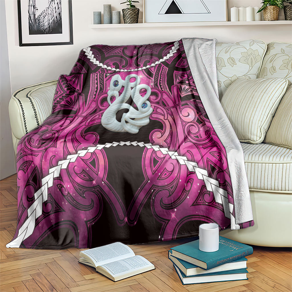 Maori Matariki Manaia Mawhero Blanket Maori Kowhaiwhai Pattern Galaxy LT01 Pink - Polynesian Pride