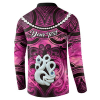 Personalised Maori Matariki Manaia Mawhero Button Sweatshirt Maori Kowhaiwhai Pattern Galaxy LT01 - Polynesian Pride