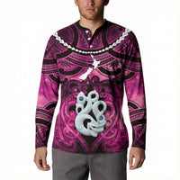 Personalised Maori Matariki Manaia Mawhero Button Sweatshirt Maori Kowhaiwhai Pattern Galaxy LT01 - Polynesian Pride