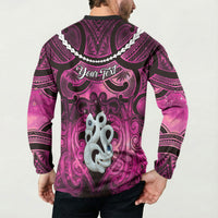 Personalised Maori Matariki Manaia Mawhero Button Sweatshirt Maori Kowhaiwhai Pattern Galaxy LT01 - Polynesian Pride