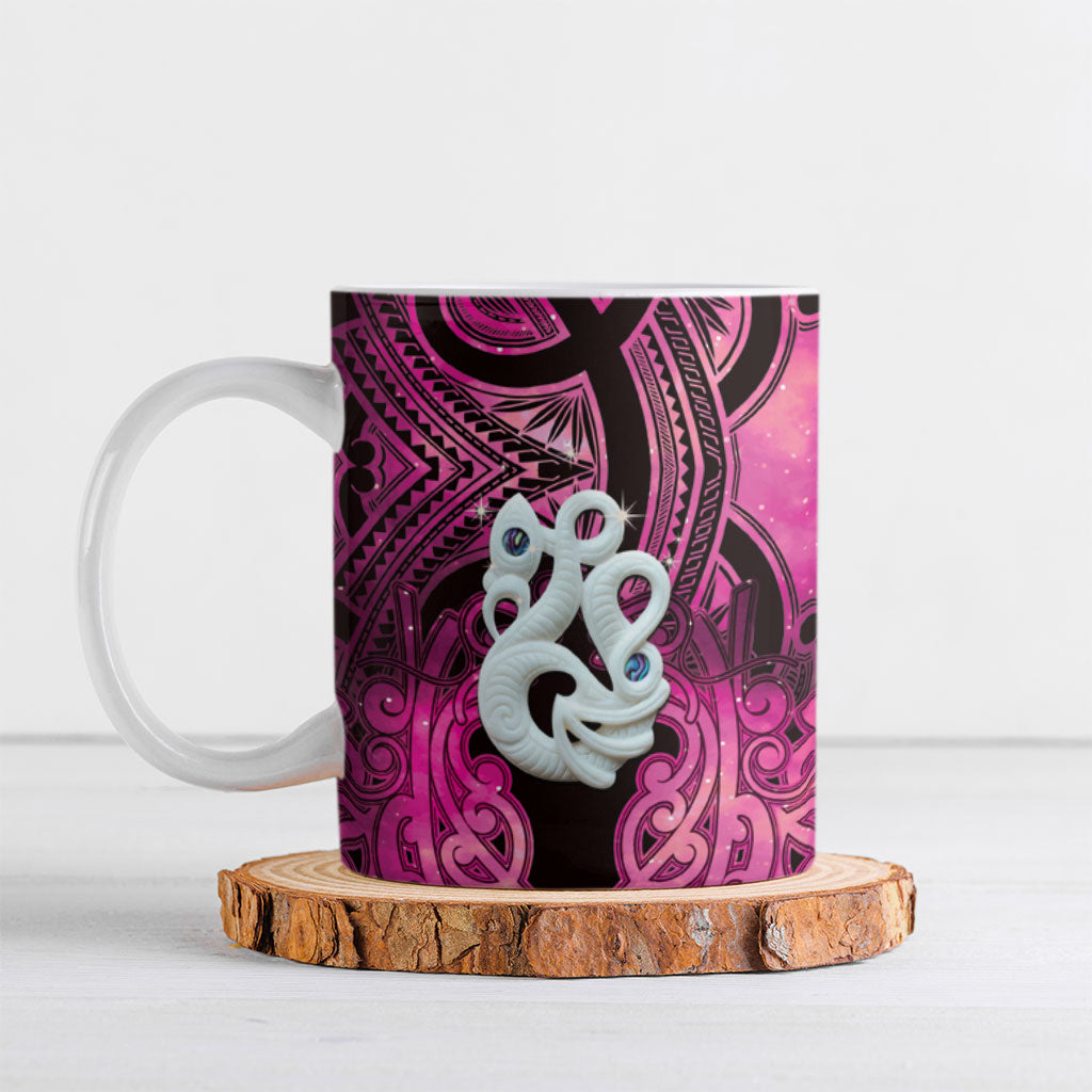 Personalised Maori Matariki Manaia Mawhero Ceramic Mug Maori Kowhaiwhai Pattern Galaxy LT01 Pink - Polynesian Pride