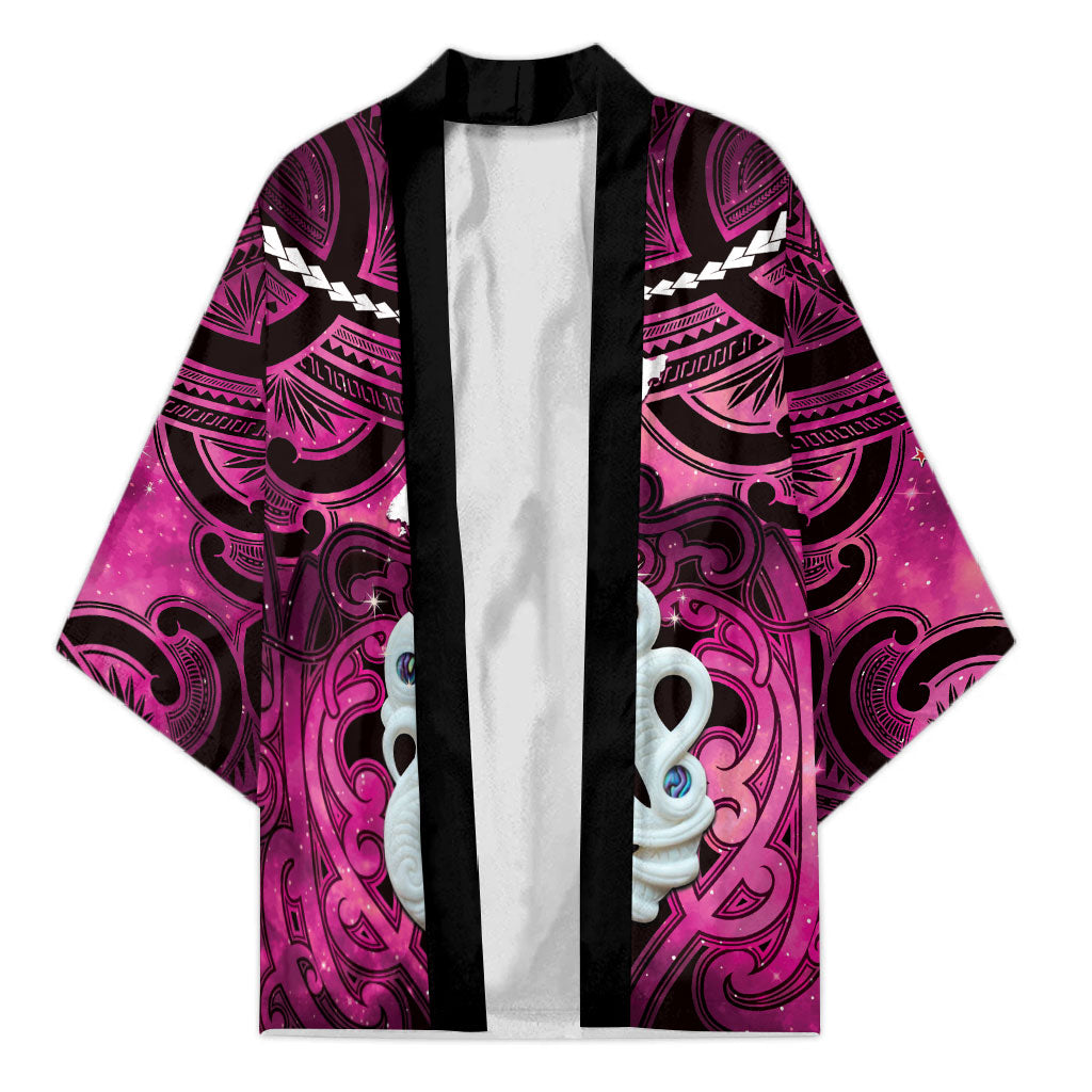 Personalised Maori Matariki Manaia Mawhero Kimono Maori Kowhaiwhai Pattern Galaxy LT01 Unisex Pink - Polynesian Pride