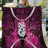 Maori Matariki Manaia Mawhero Quilt Maori Kowhaiwhai Pattern Galaxy LT01 Pink - Polynesian Pride