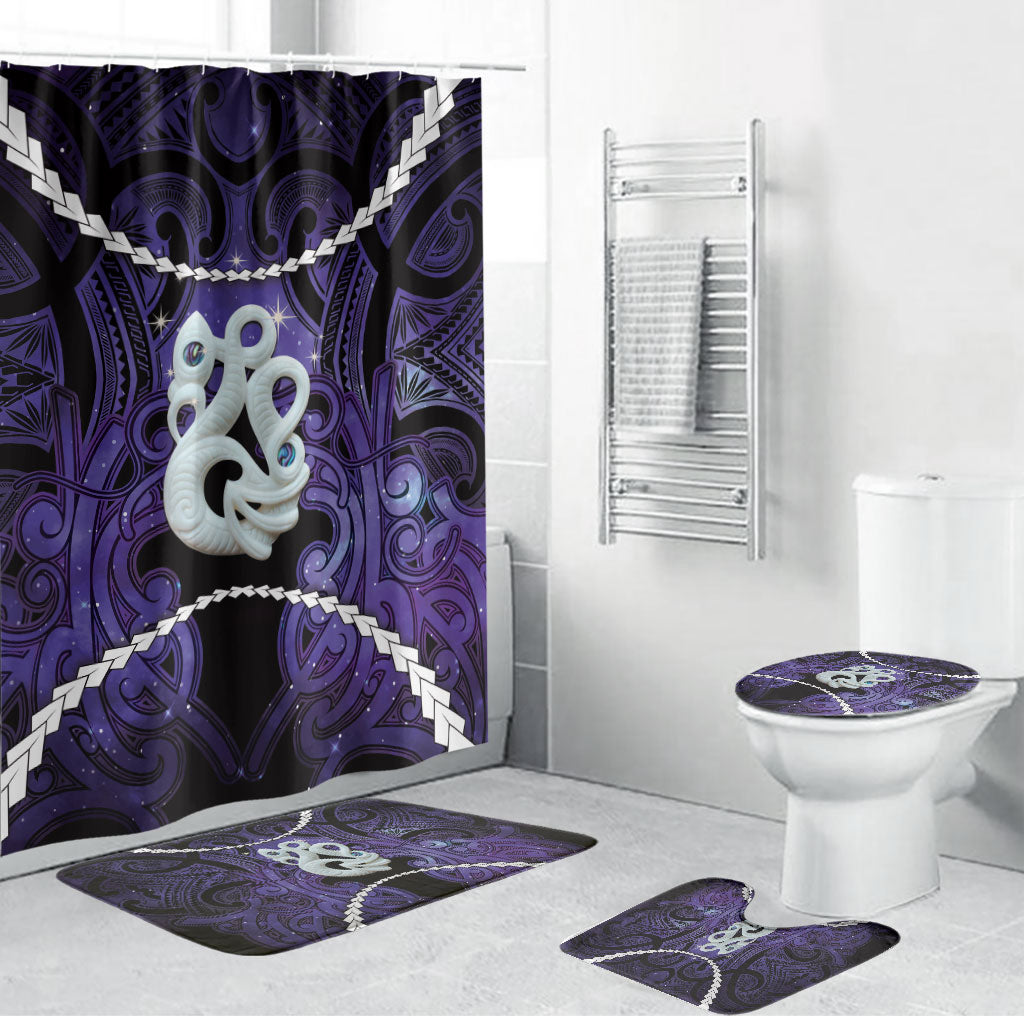 Maori Matariki Manaia Waiporoporo Bathroom Set Maori Kowhaiwhai Pattern Galaxy LT01 Bathroom Set (4 pcs) Purple - Polynesian Pride