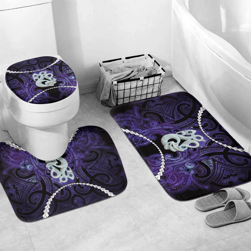 Maori Matariki Manaia Waiporoporo Bathroom Set Maori Kowhaiwhai Pattern Galaxy LT01 Mat Set Only (3 pcs) One Size Purple - Polynesian Pride