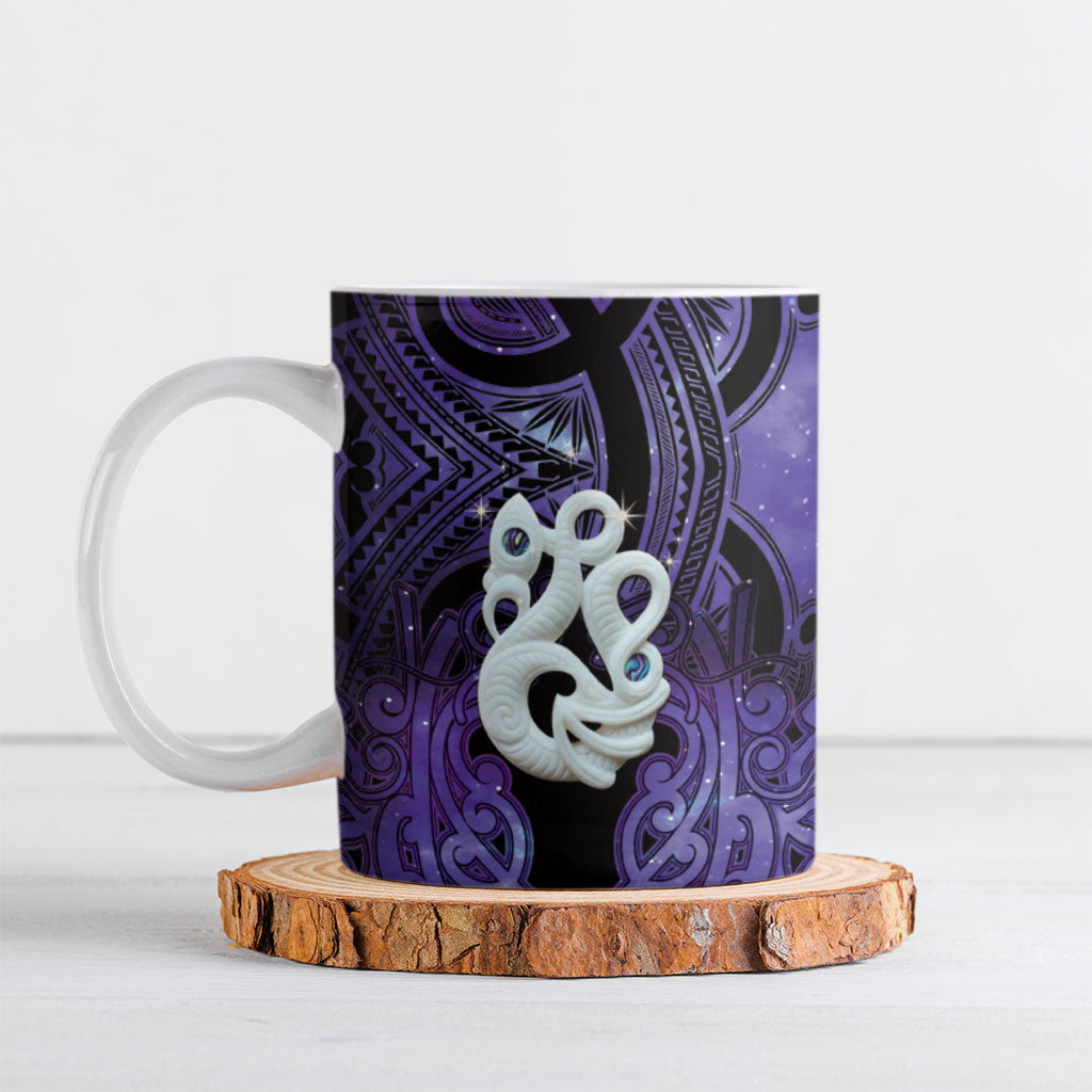 Personalised Maori Matariki Manaia Waiporoporo Ceramic Mug Maori Kowhaiwhai Pattern Galaxy LT01 Purple - Polynesian Pride