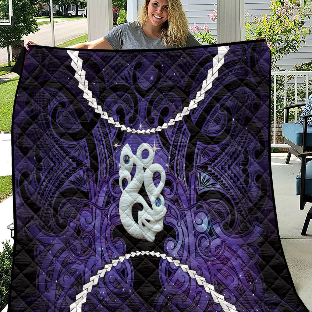 Maori Matariki Manaia Waiporoporo Quilt Maori Kowhaiwhai Pattern Galaxy LT01 Purple - Polynesian Pride